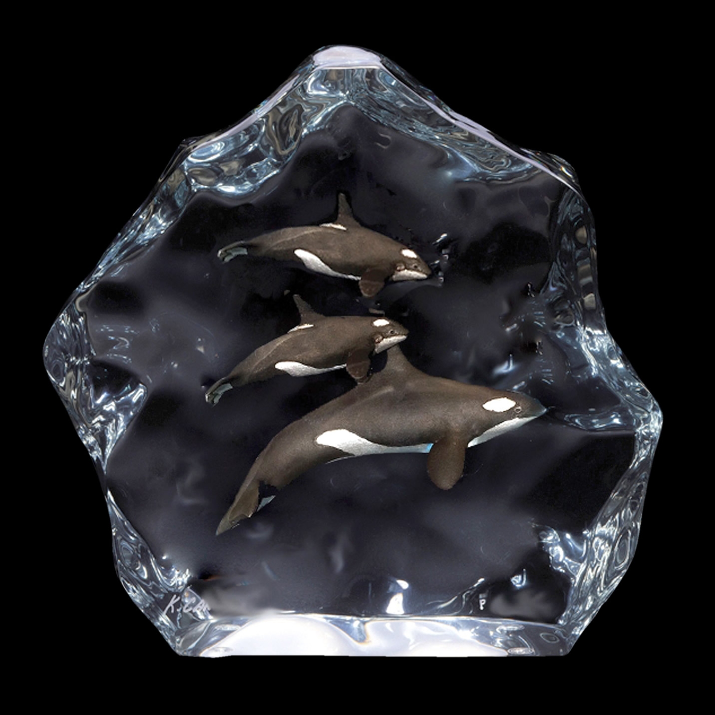 Northern Paradise Killer Whales Sculpture by Kitty Cantrell