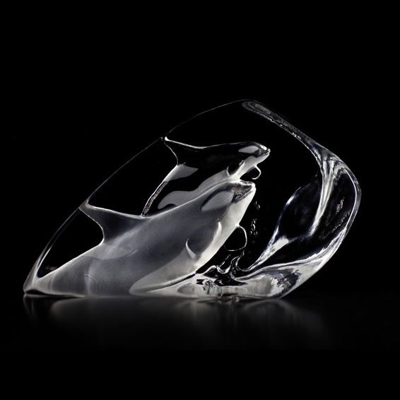 Killer Whales Crystal Sculpture