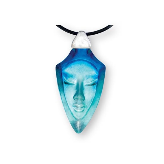 Fortuna Crystal Necklace with Silver Cap Blue Green