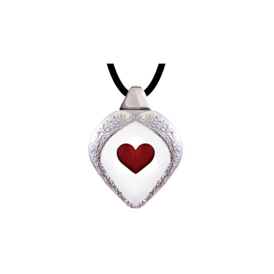 Heart Crystal Necklace with Silver Cap Small