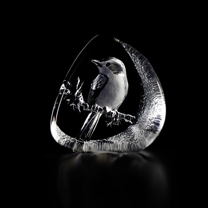 Flycatcher Bird Crystal Sculpture
