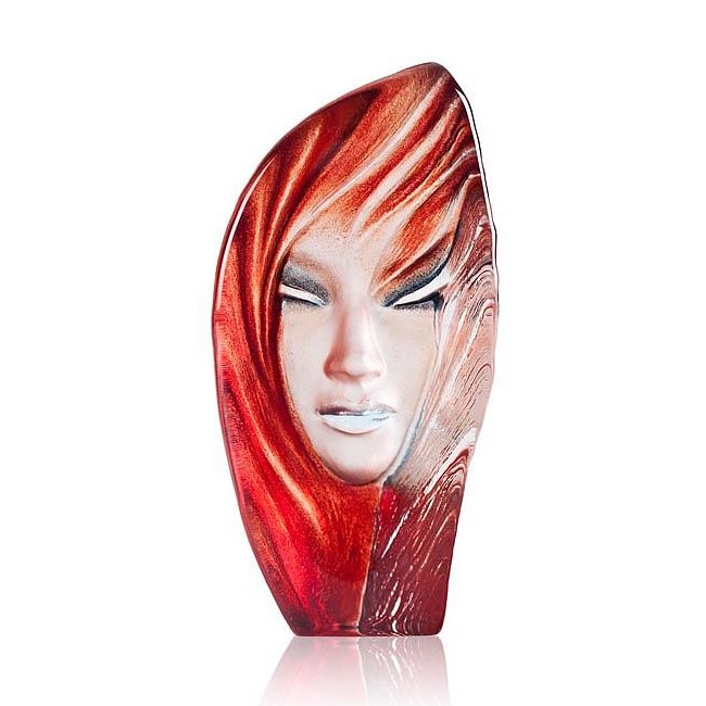 Noviata Red Crystal Modern Face Sculpture