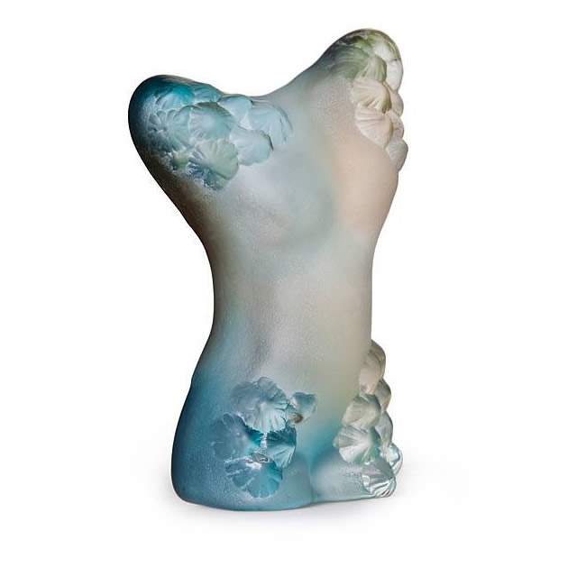 Venus Female Nude Torso Crystal Sculpture Blue Medium