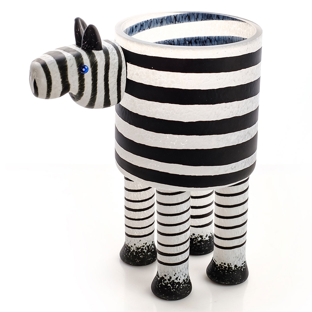 Zebra Bowl Modern Glass Sculpture