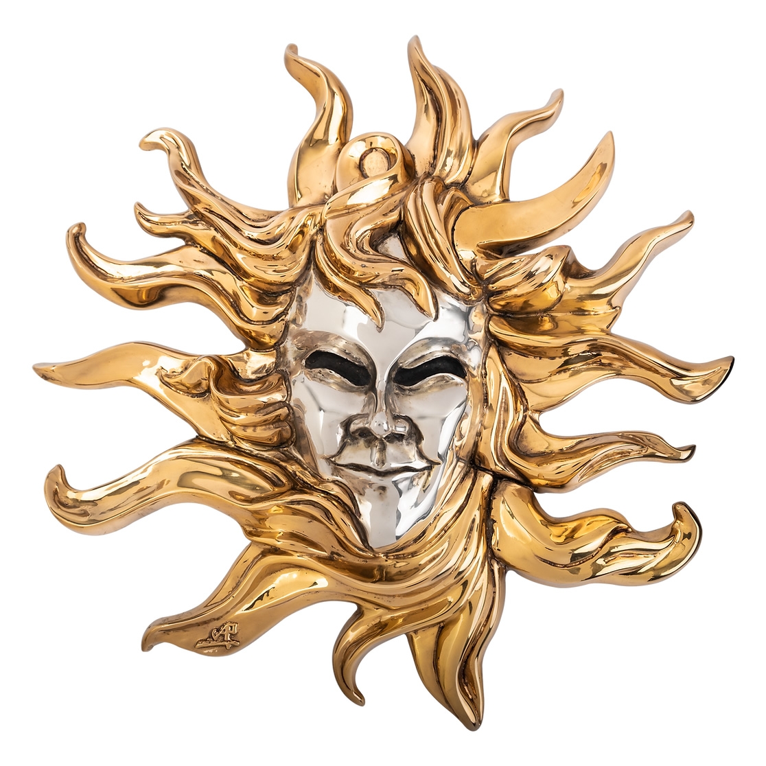 Golden Sun Mask Wall Sculpture