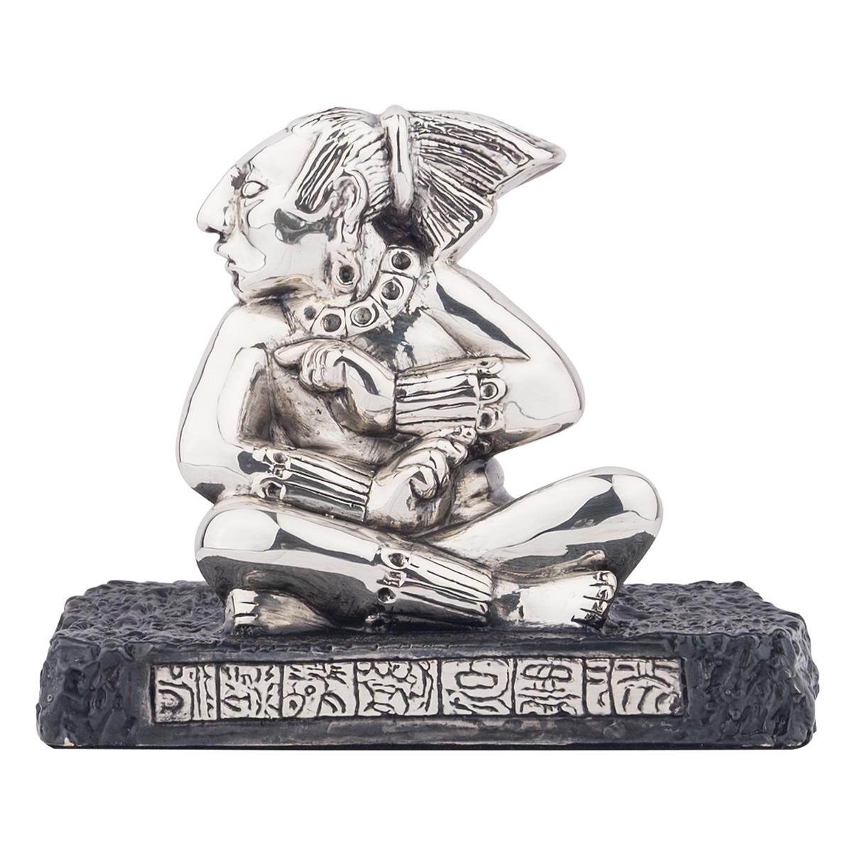 Mayan Silver Warrior Sculpture