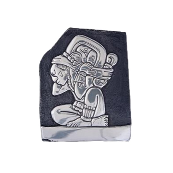 Silver Mayan Relief Plaque