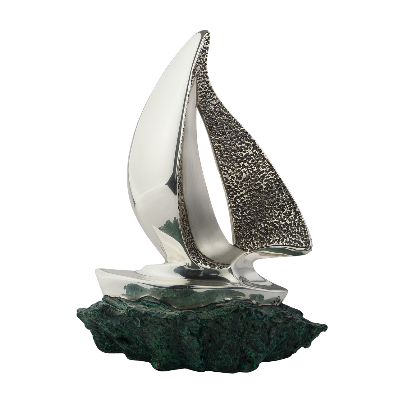 Sailboat Modern Silver Sculpture