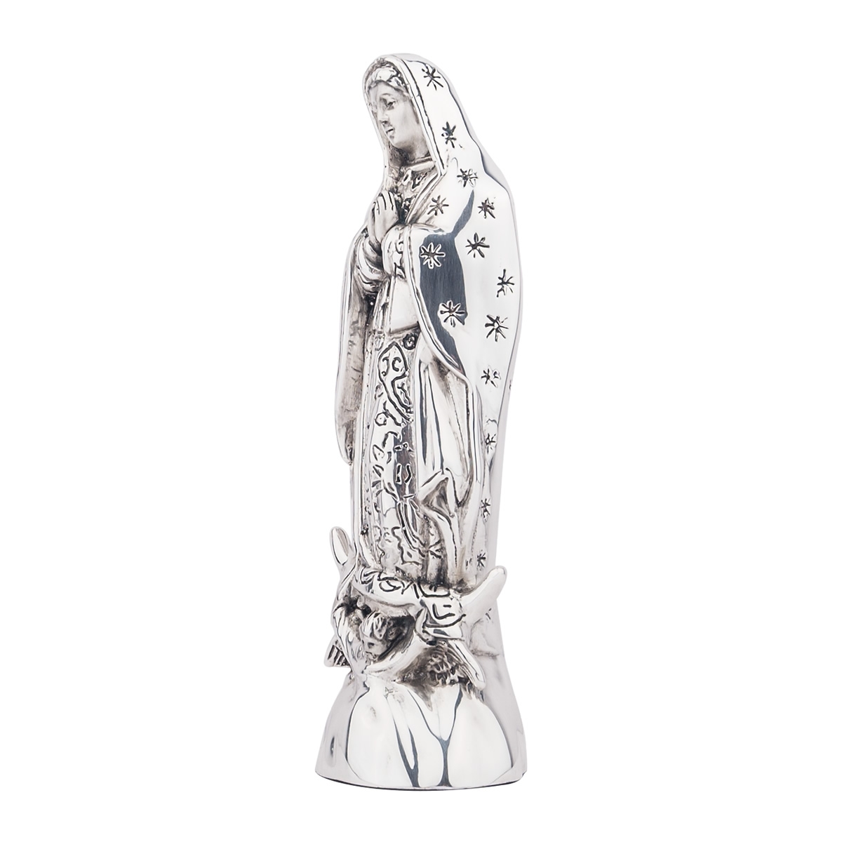 Silver Virgin of Guadalupe Sculpture 