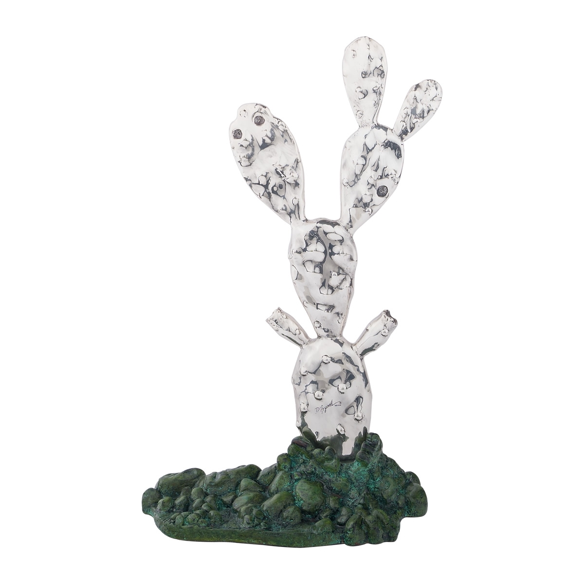 Nopal Silver Cactus Sculpture