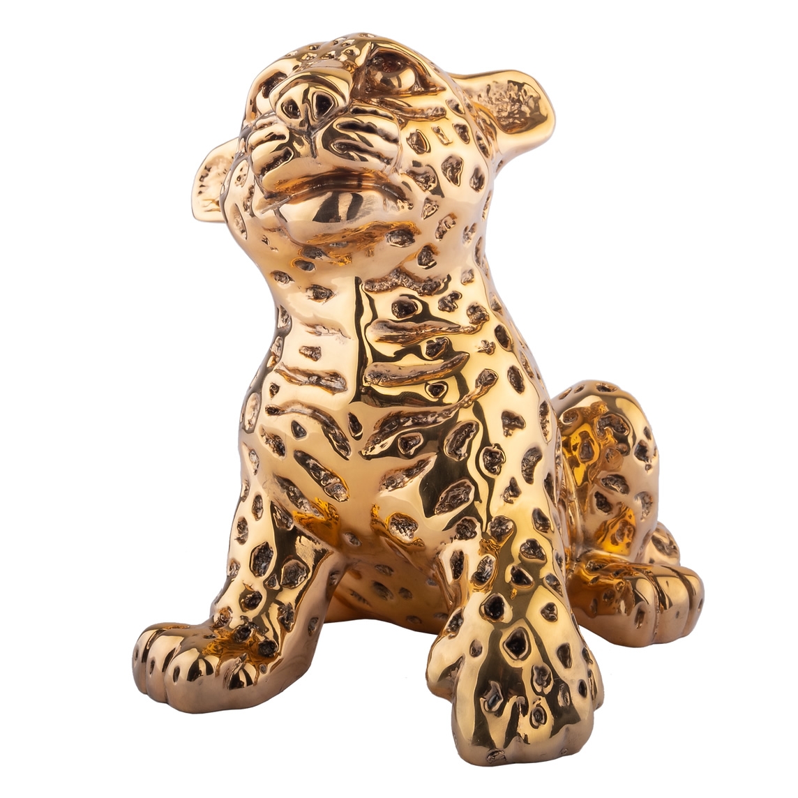 Gold Leopard Cub Sculpture