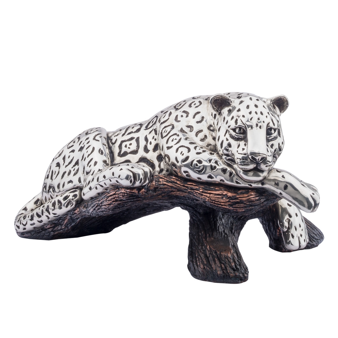 Silver Jaguar on Branch Sculpture