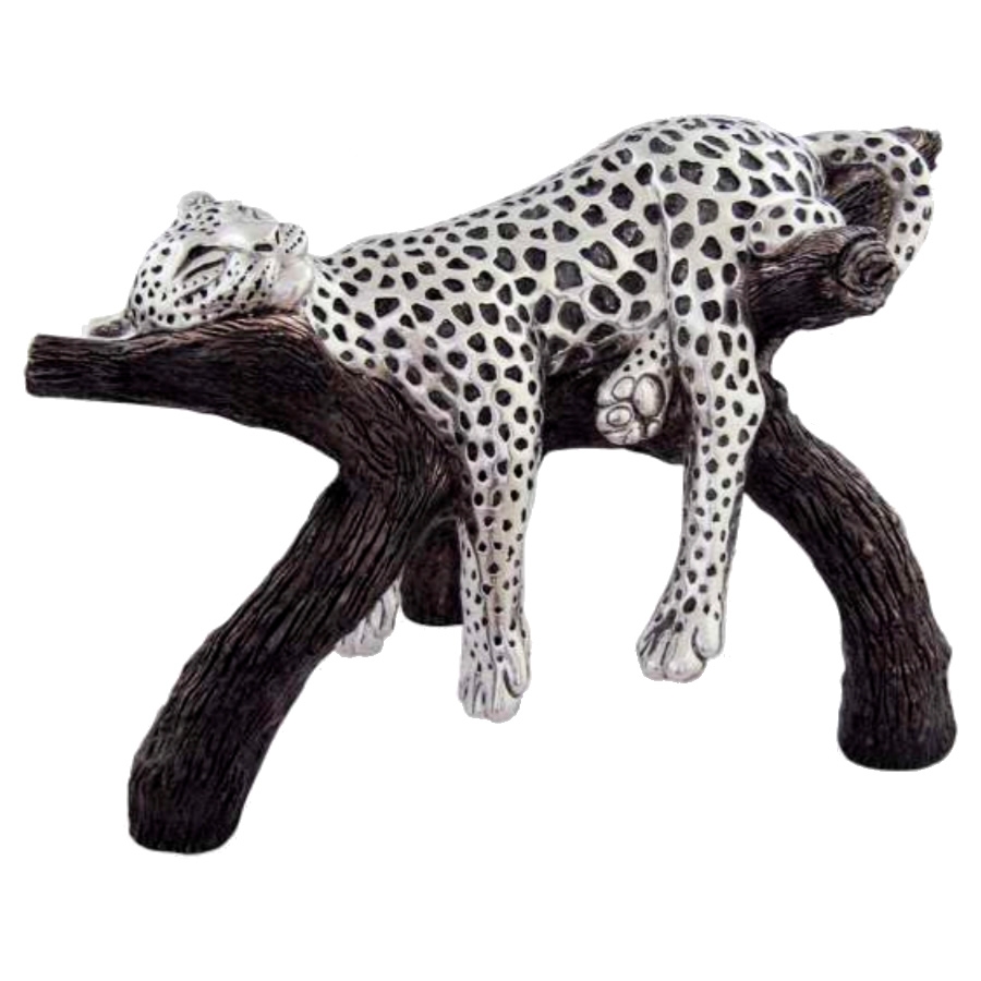 Silver Leopard Sculpture