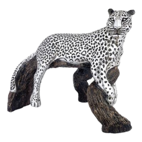 Silver Leopard Sculpture
