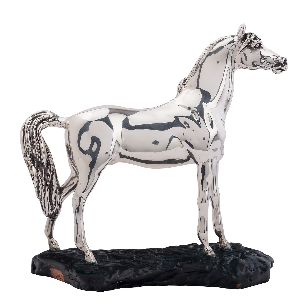 Silver Arabian Horse Sculpture