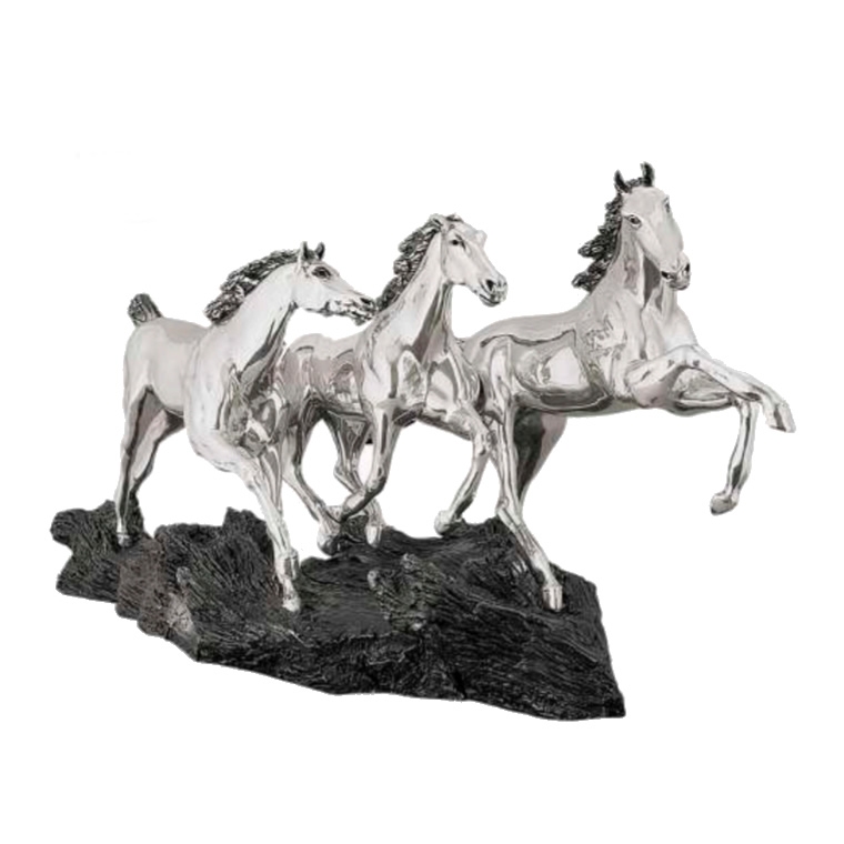 Silver Running Horses Sculpture