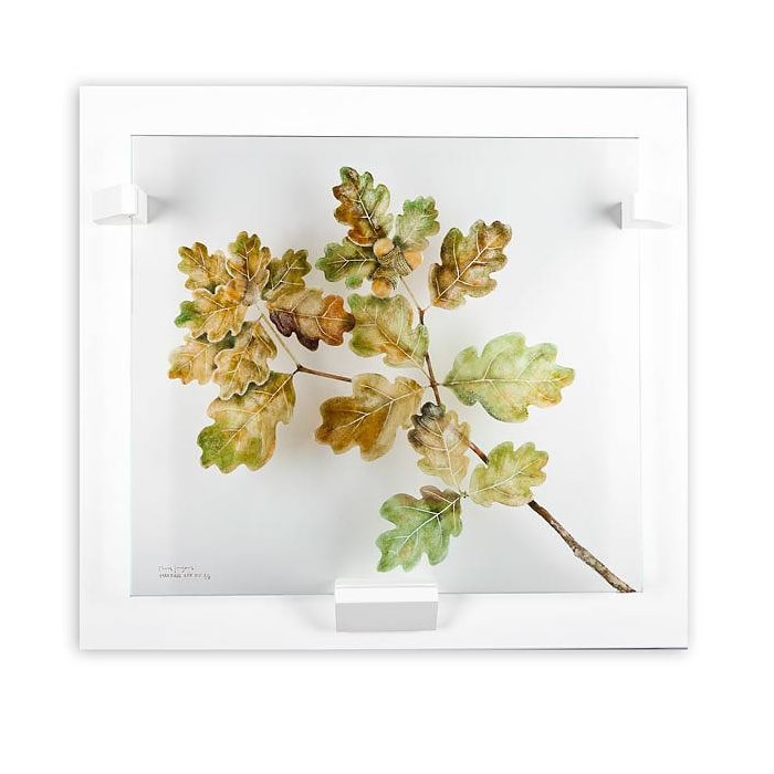 Oak Leaves Glass Wall Sculpture by Mats Jonasson Limited Edition
