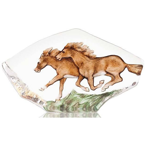 Galloping Horses Crystal Sculpture 