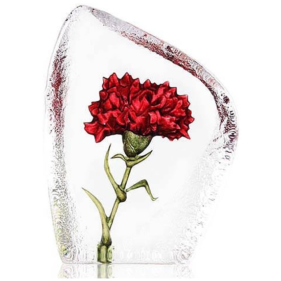 Red Carnation Crystal Sculpture 