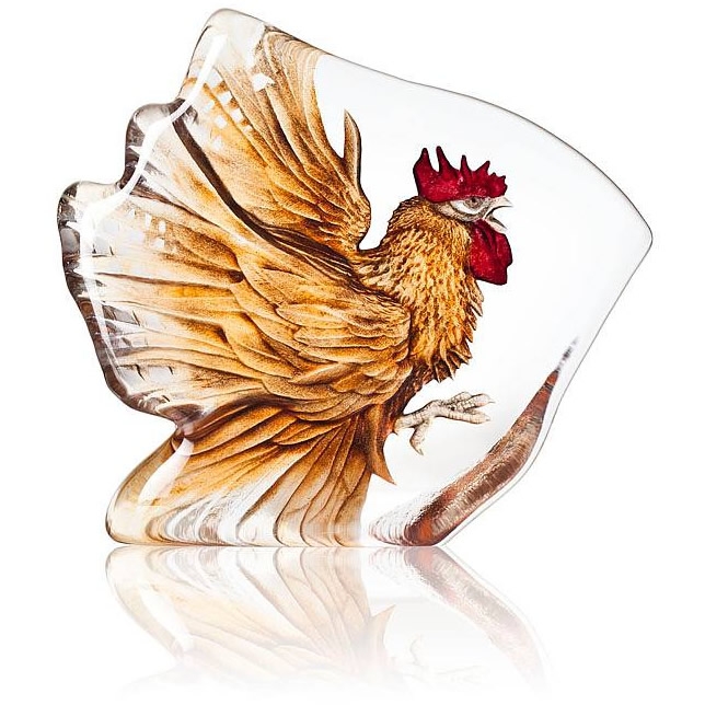 Fighting Rooster Crystal Sculpture