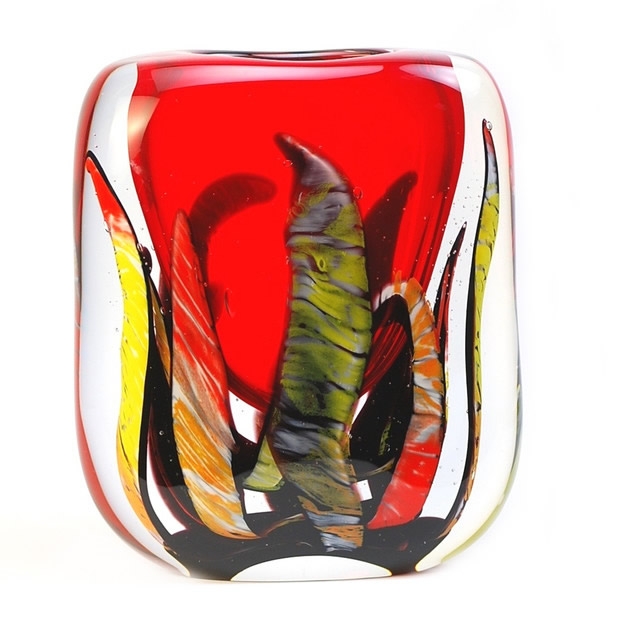 Modern Glass Vase Murano Red